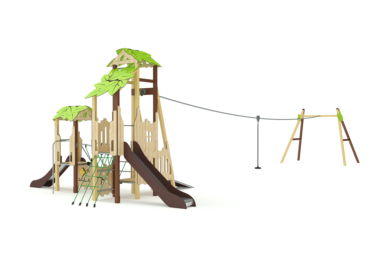 Tyrolienne nature aire de jeu enfant