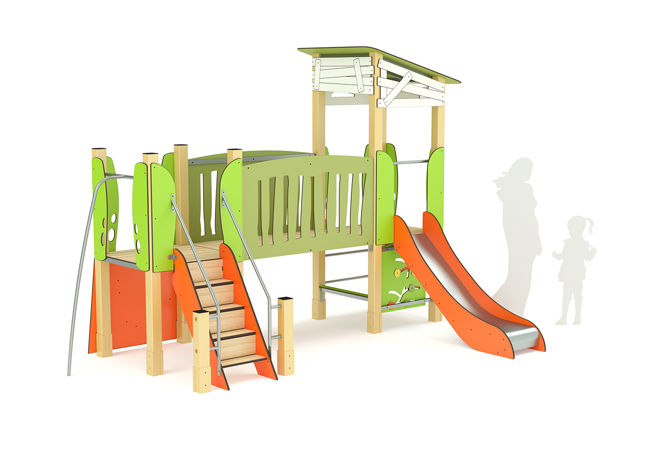 Structure aire de jeux enfant 2 tours